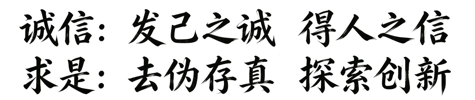 核心价值观：诚信 发己之诚 得人之信；求是 去伪存真 探索创新